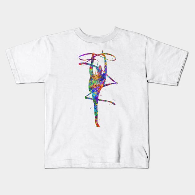 Rhythmic gymnastics ribbon Kids T-Shirt by Yahya Art